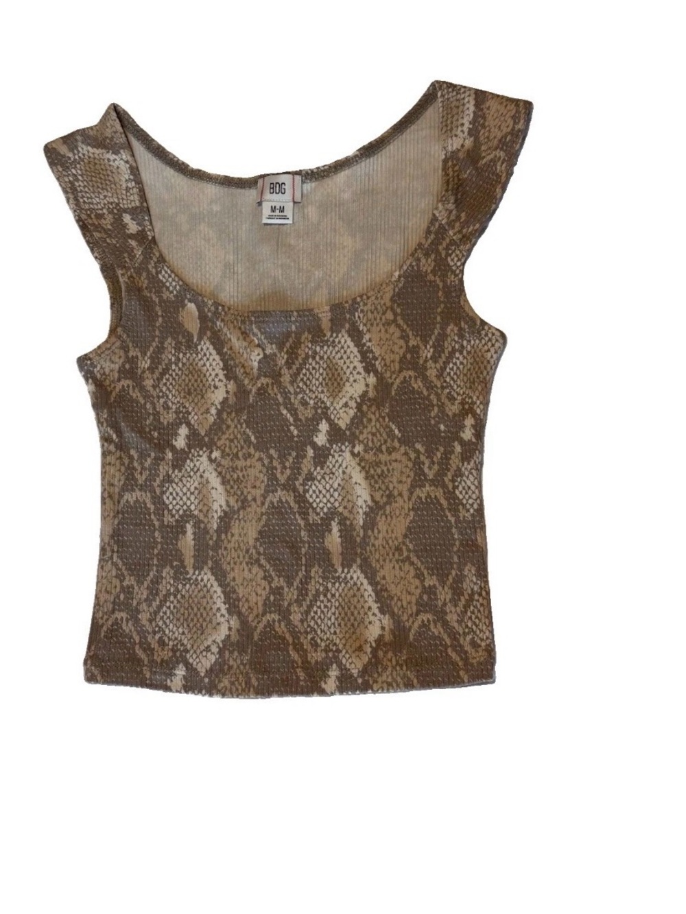 BDG Women’s Snake Print Scoop Neck Sleeveless Stretch Knit Tank Top Size M